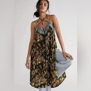 Free People Garden Maxi Dress Top Floral Printed Ruffle Lace Flowy